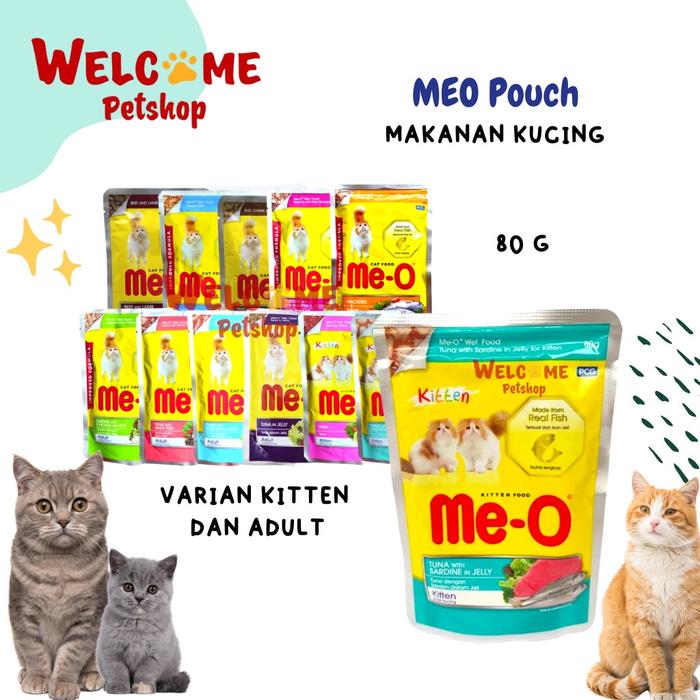 Gambar Meo Pouch 80gr Makanan Kucing Basah Wetfood Kitten Adult Pakan Me-O - Beef Chunk dari Welcome Petshop undefined Tokopedia