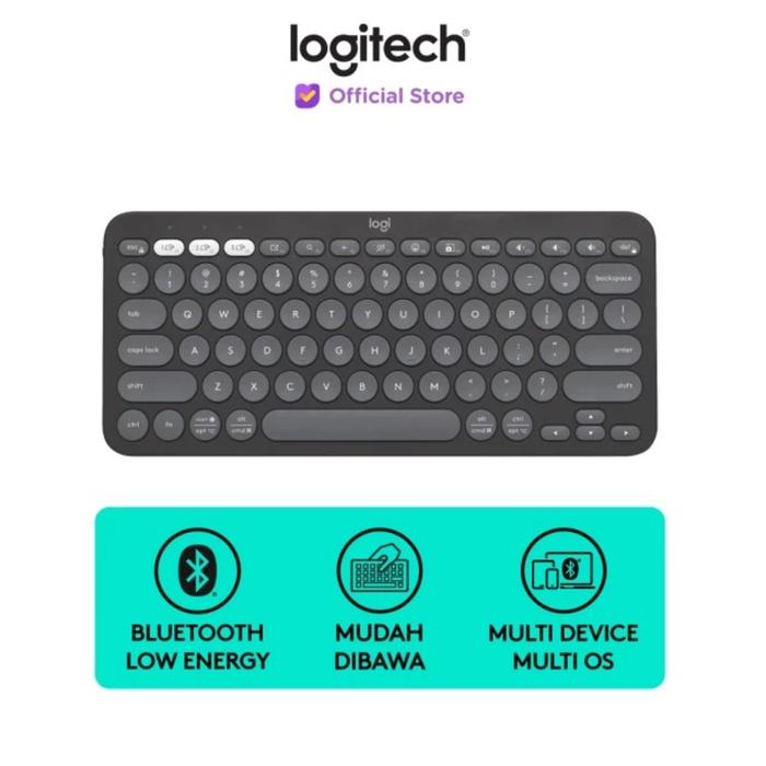 Gambar Logitech K380s Pebble Keys2 Wireless Bluetooth Keyboard Silent dengan Bluetooth Low Energy & Mudah Dibawa untuk 3 Perangkat Multi OS Computer - Graphite dari Click & Go Tokopedia undefined Tokopedia