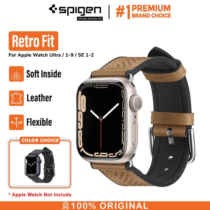 Gambar Strap Apple Watch 7/6 45/44/42mm 41/40/38mm Spigen Retro Fit Leather - Brown, 45/44/42mm dari Spigen Indonesia undefined Tokopedia