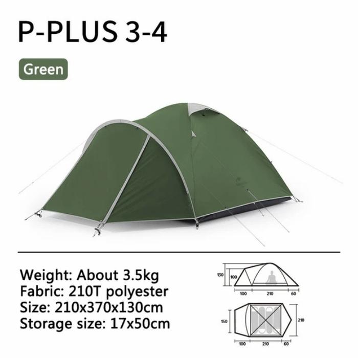 Gambar TENDA NATUREHIKE P PLUS 3 - 4 PERSONS NH21ZP015 TENDA CAMPING PIKNIK - Green dari Mountain.Gear undefined Tokopedia