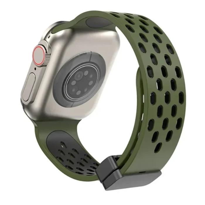Tali Strap Silicone Magnetic Apple Watch SE Ultra iWatch  Hijau Army, 38/40/41MM