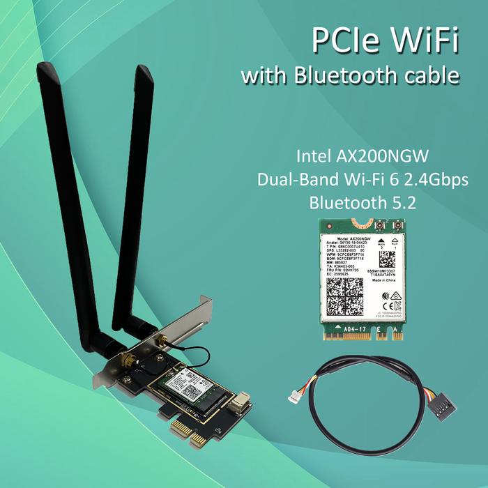 Gambar PCIe x1 WiFi M.2 NGFF Wireless Card Set Bluetooth Adapter PCI Express - Intel AX200, Standard dari Plushy Store undefined Tokopedia