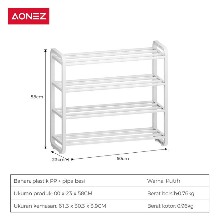 Gambar AONEZ 4 Layers Minimalis Rak Sepatu Besi Bertingkat Rak Susun Sepatu - 4-layer white dari AONEZ Official Store undefined Tokopedia