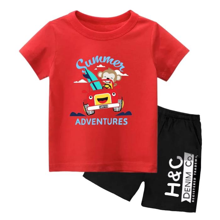 Gambar Setelan Anak Laki Lengan Pendek Baju Kaos Anak Laki Summer Adventures - Merah, 2 dari logokids undefined Tokopedia