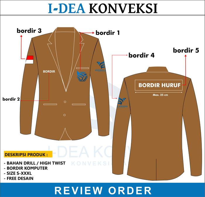 Gambar JAS ALMAMATER BAHAN AMERICAN DRILL - JAS ALMAMATER CUSTOM BORDIR - 5/6 titik dari I-DEA KONVEKSI undefined Tokopedia