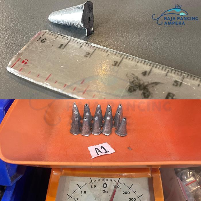 Gambar Timah Kerucut A | Batu Pemberat Umpan Pancing per Gram - A1 per ons dari Raja Pancing Ampera undefined Tokopedia