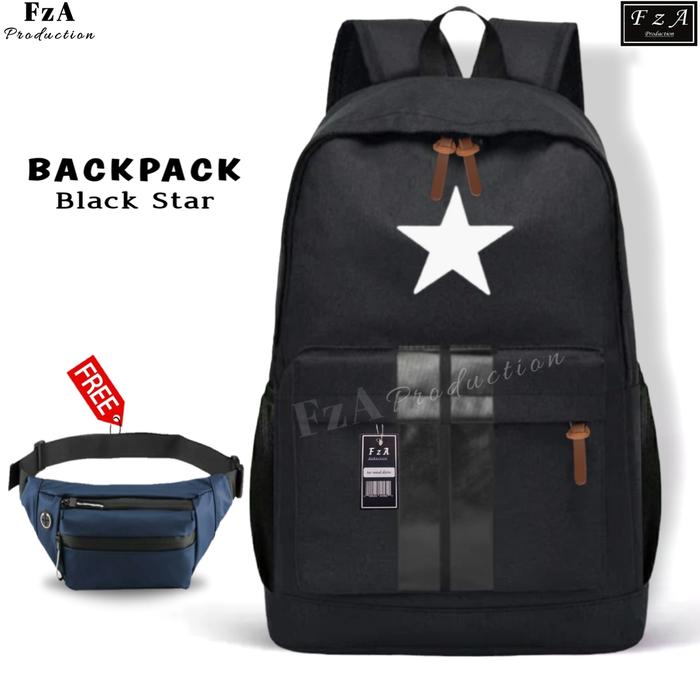 Gambar FzA -TAS RANSEL LAPTOP PRIA WANITA BACKPACK TAS PUNGGUNG DISTRO -SN1 - Black Star + dari FzA Official undefined Tokopedia