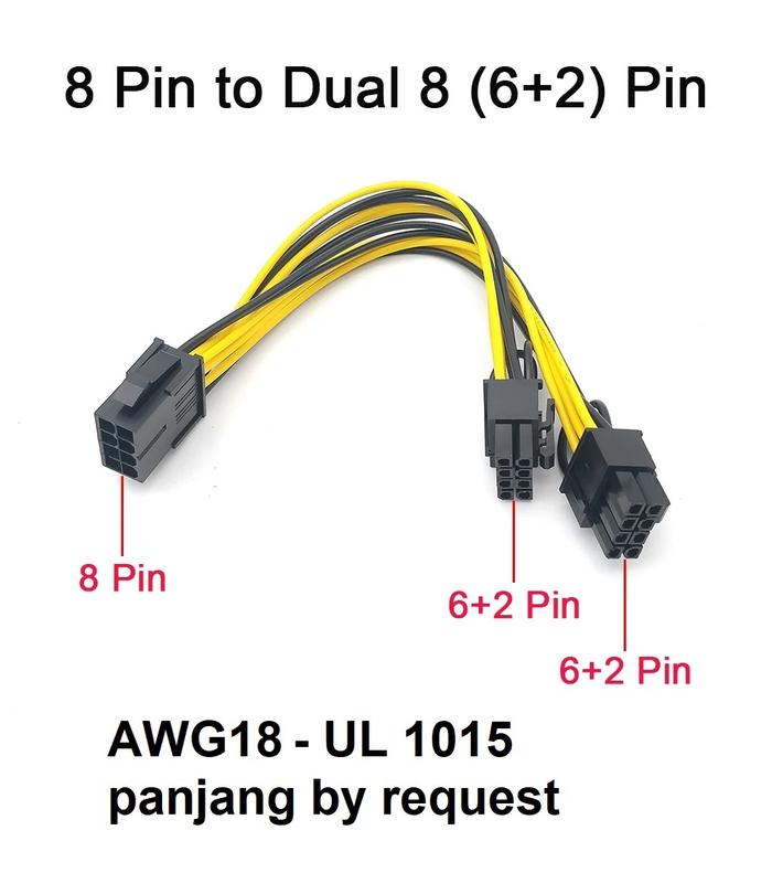 Gambar Aneka Kabel Komputer PCIE ATX EPS Extension High Quality AWG18 lengkap - 8p to dual8p dari tokojoyful undefined Tokopedia