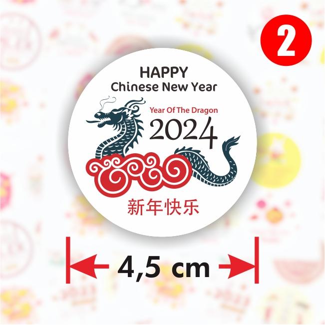 Sticker Label Selamat Tahun Baru Imlek Happy Chinese New Year 4,5 cm  Varian 02