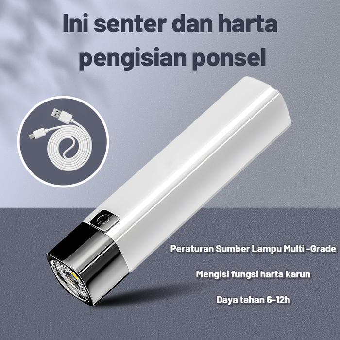 Gambar Senter LED Cahaya Kuat Pengisian Harta Karun Senter USB Charging Mini - Putih dari larismanisterusya undefined Tokopedia
