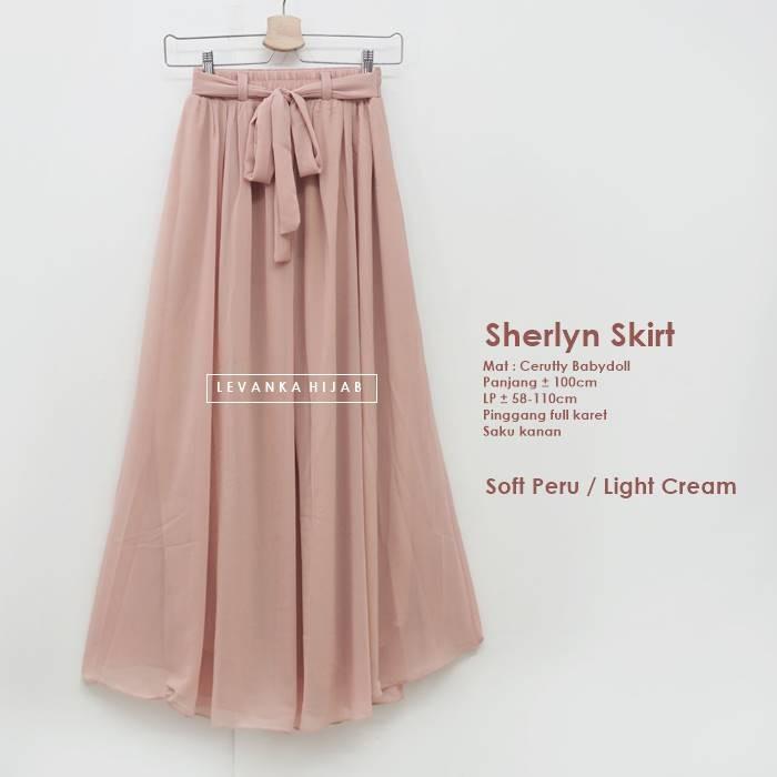 Gambar Sherlyn Skirt - Rok Bawahan Maxi Serut Payung Wanita Bahan Cerutty Babydoll + Furing - Pinggang full Karet Tebal - Cocok untuk hangout / kuliah rok ootd hijab Panjang Variasi - Soft Peru dari Levanka Hijab undefined Tokopedia
