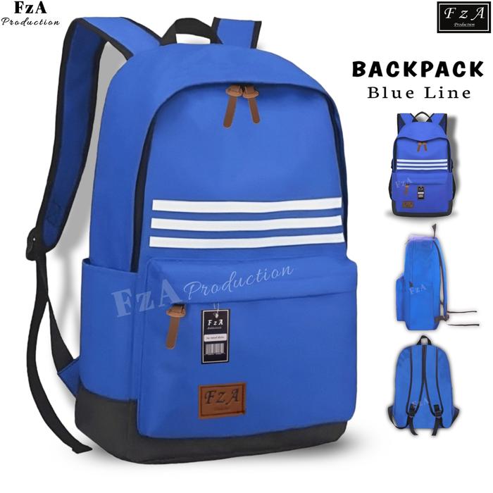 Gambar Tas Ransel Distro Original Casual pria Wanita / Tas Ransel Laptop QS2 - Blue LN dari FzA Official undefined Tokopedia