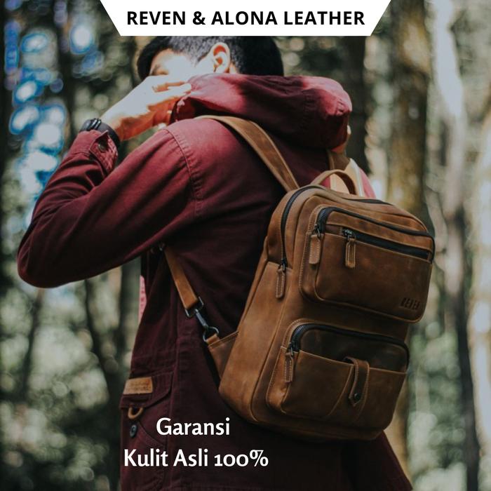 Gambar Tas Ransel Pria Kulit Asli Osiri Backpack Waterproof Anti Air Original - Tan dari Reven Leathers undefined Tokopedia