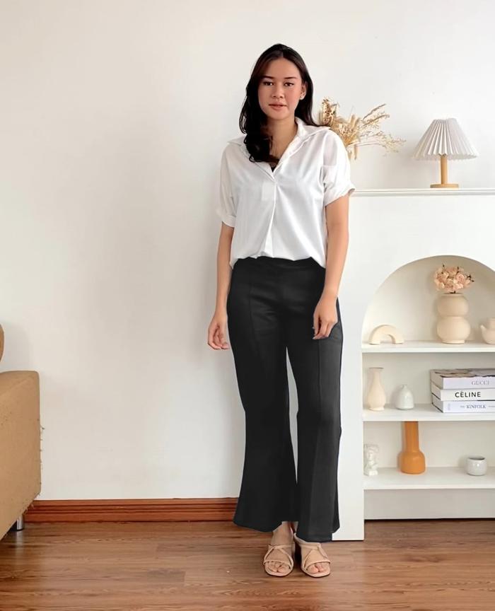 Gambar Celana Panjang Kulot Cutbray Scuba Premium, Celana Cutbray Wanita - Hitam dari NHM Online undefined Tokopedia