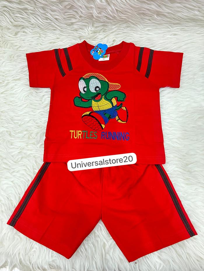 Gambar Setelan Baju Anak Anak Friend Turtle Running 2 - 5 Tahun - L dari Qona Bags undefined Tokopedia