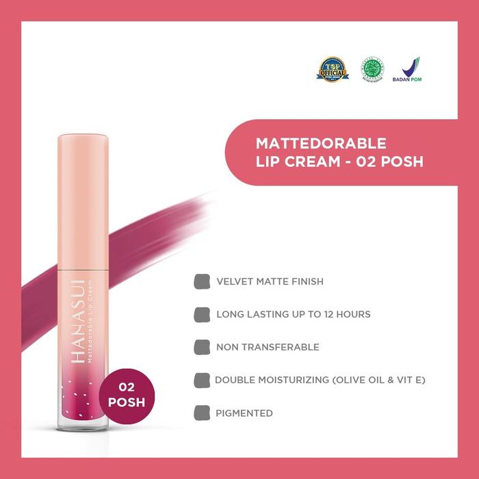 Gambar Hanasui Mattedorable Lip Cream - 02 POSH dari mdrskin_NEW undefined Tokopedia