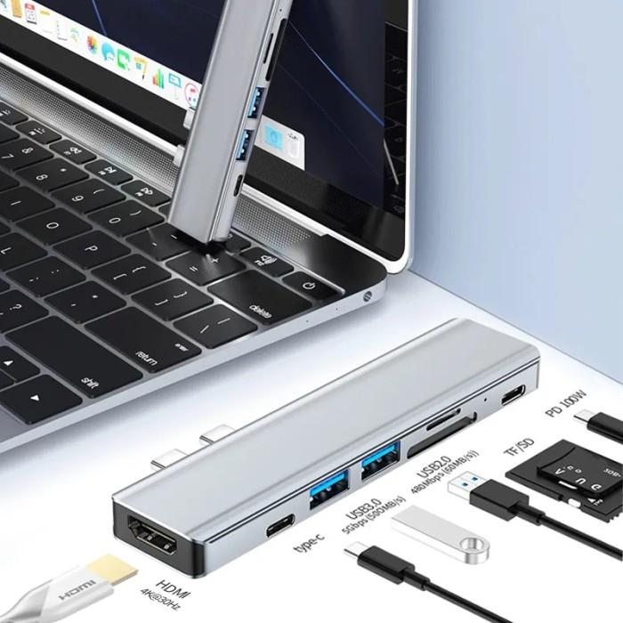 Gambar KRZ Tech 7 IN 1 USB C Hub Converter Adapter Dongle For Macbook Laptop Ipad HDMI USB3.1 - Dual Plug dari KRZ Tech undefined Tokopedia
