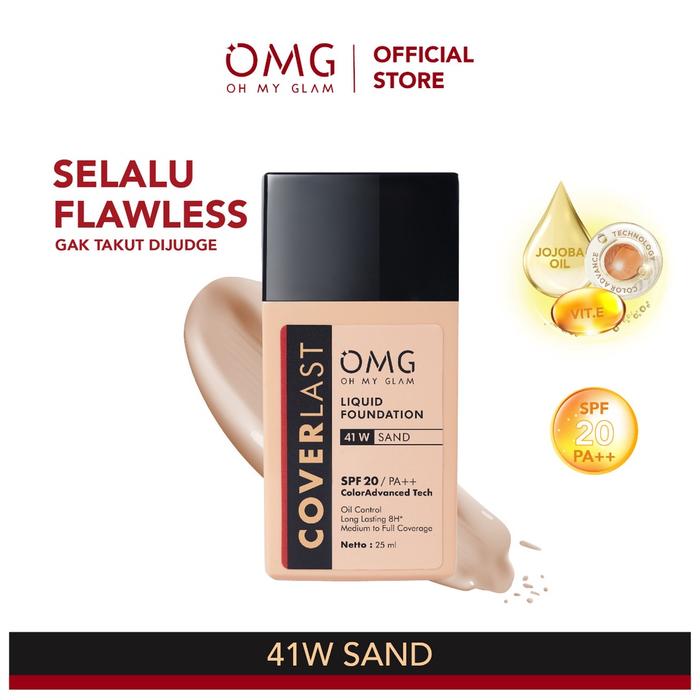 Gambar OMG Oh My Glam Coverlast Liquid Foundation SPF 20 PA++ | Alas Bedak - Foundi 41WSand, OMG  dari madame fany undefined Tokopedia