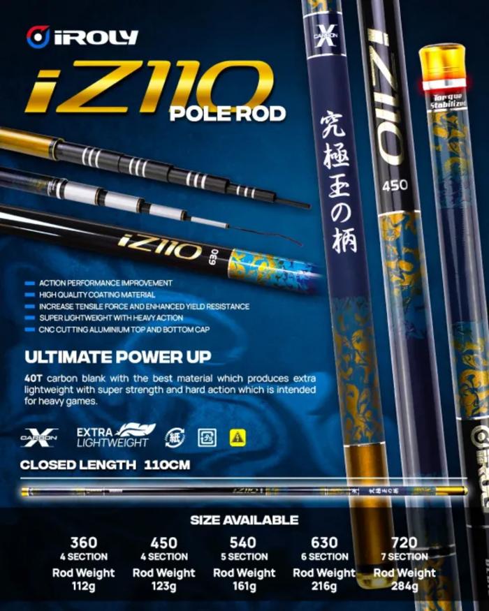 Gambar POLE / TEGEK IROLY IZ110  450  540 630 ULTIMATE POWER UP Baronang - 360 cm dari Aft Absolute Fishing Tackle undefined Tokopedia