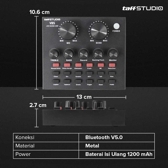 Gambar Soundcard Taffstudio V8S Bluetooth mic Sound Card V8 plus mixer audio - V8S dari RC WATCH undefined Tokopedia
