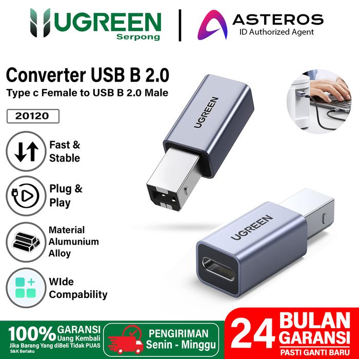 Gambar Converter Printer UGREEN Adapter USB Type C To USB-B 2.0 Cable 20120 - 20120 C FEMALE dari Ugreen Serpong undefined Tokopedia