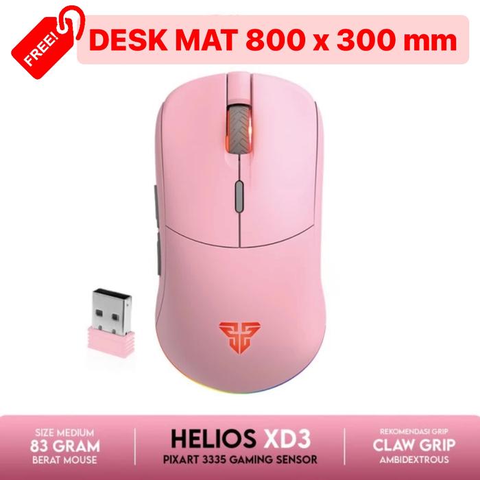 Gambar Fantech Helios XD3 Pro Wireless RGB Macro Gaming Mouse Rechargeable - Pink dari Click & Go Tokopedia undefined Tokopedia