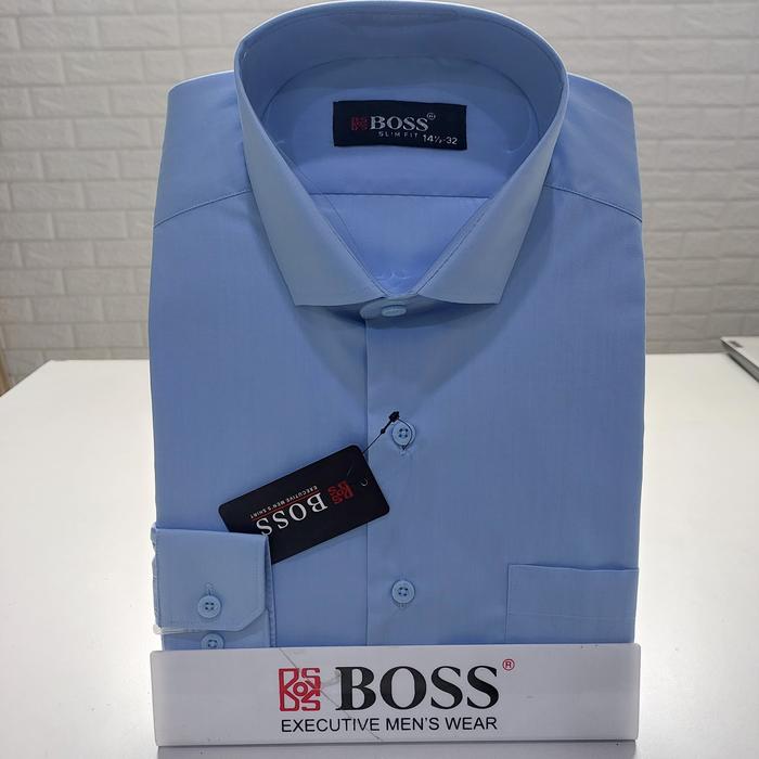 Gambar Kemeja Boss polos Slim fit lengan panjang Biru muda 1 - L/15.5 dari Kalimas Bandung_NEW undefined Tokopedia