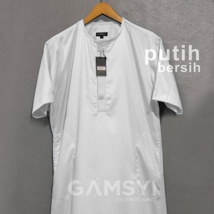 Gambar Jubah Gamis pria lengan  panjang  Gamsyi - Kerah putih, 4XL dari Gamsyi undefined 5 Tokopedia
