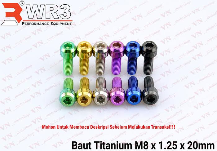 Gambar Baut Titanium L WR3 Small Head Ukuran M8 Baut 12 Kunci L6 / M10 Baut 14 Kunci L8 Universal - M8X20, Biru dari VN Motoshop undefined Tokopedia