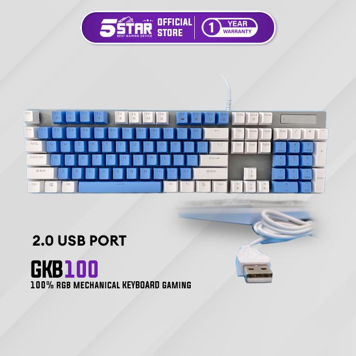 Gambar 5Star GKB100 Gaming Keyboard Mechanical USB Port 2.0 Set Mouse Gaming - Biru Muda dari 5Star id undefined Tokopedia