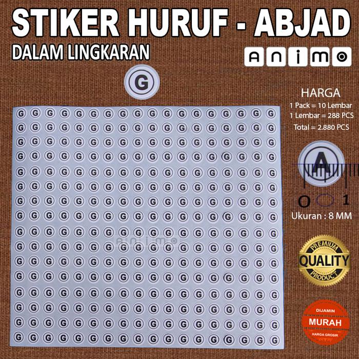 Gambar STIKER BULAT HURUF - ABJAD - G, Hitam dari ANIMO LABEL undefined Tokopedia