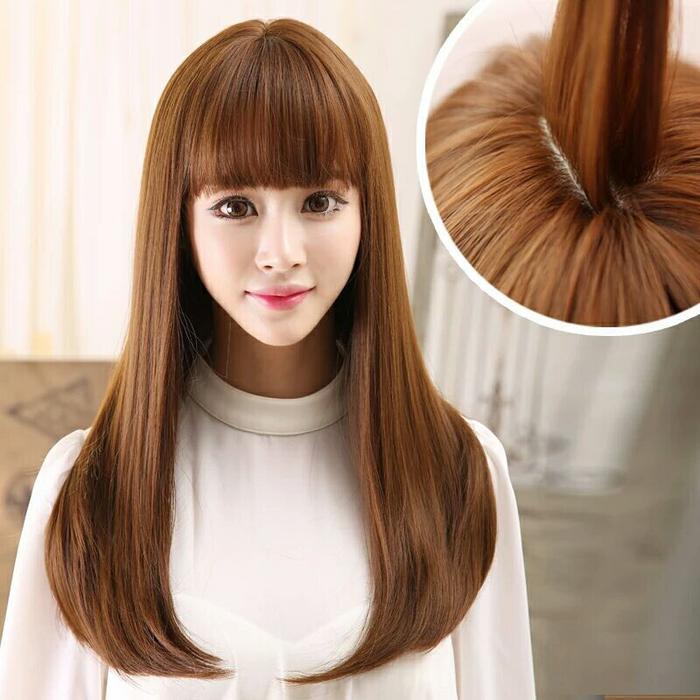 Gambar Rambut Palsu Wanita Halus Impor Wig Perempuan Panjang Pendek Lurus - 8803 Light Brow dari Mallmarket888 undefined Tokopedia