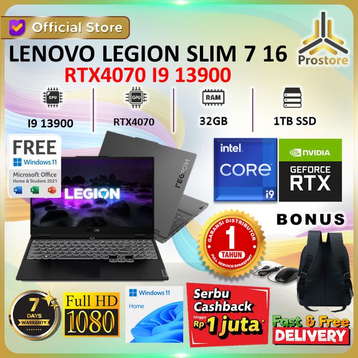 Promo LENOVO LEGION SLIM 16 RTX4070 i9 13900 32GB 1TB W11