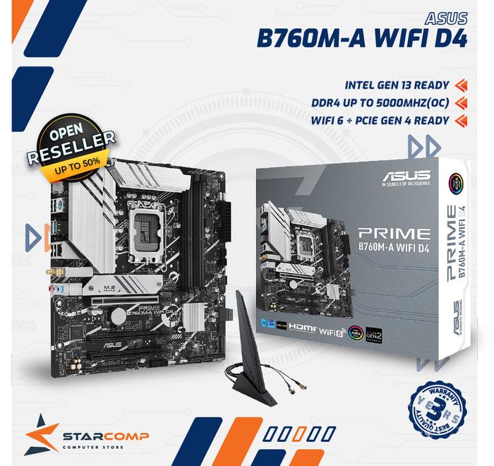 Gambar ASUS PRIME B760M-A WIFI D4 LGA1700 DDR4 Motherboard Intel B 760 M dari Starcomp Solo undefined Tokopedia