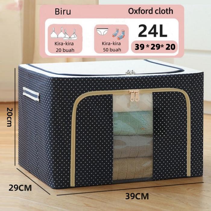 Gambar lipat Storage Box baju kotak penyimpanan organizer box 24L 66L 100L - 24L/Biru dari storage box organizer undefined Tokopedia