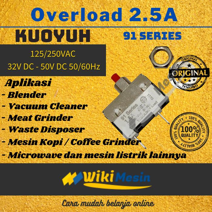Gambar Overload 0.5A - 10A Kuoyuh 91 Series Circuit Breaker Relay - 2.5A dari Overload Wikimesin undefined Tokopedia