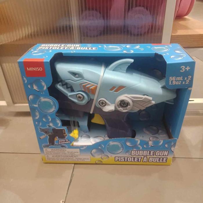 Gambar Mainan Gelembung Anak Lucu Miniso 3D Figure Inertial Bubble Gun - Shark dari jastipsripilan undefined Tokopedia