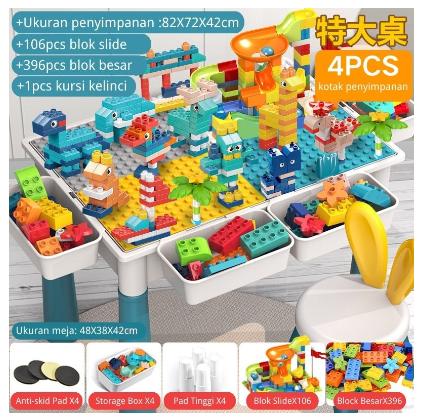 Gambar TERBARU Multifungsi 1 Set Meja 7 in 1 Besar Building Block Table - Meja Bunny C+ dari TOKO OLVANDA undefined Tokopedia