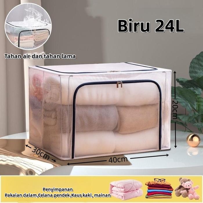 Gambar Kotak Penyimpanan Penyelenggara keranjang Storage box 66L /110L - Biru/24L dari storage box organizer undefined Tokopedia
