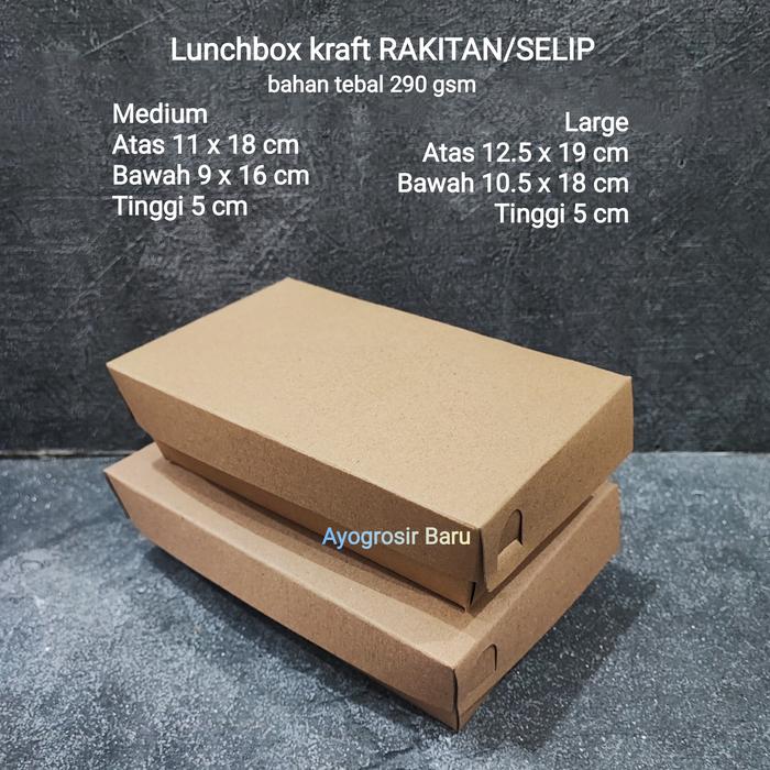 Gambar Lunch Box Rakitan Paper Kraft Medium isi 50 pcs Kotak Coklat Selip M dari Ayogrosir Baru undefined Tokopedia