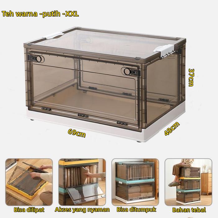 Gambar Storage Box Lipat Container Box Multi-Spesifikasi kotak plastik - Putih XXL-120L dari storage box organizer undefined Tokopedia