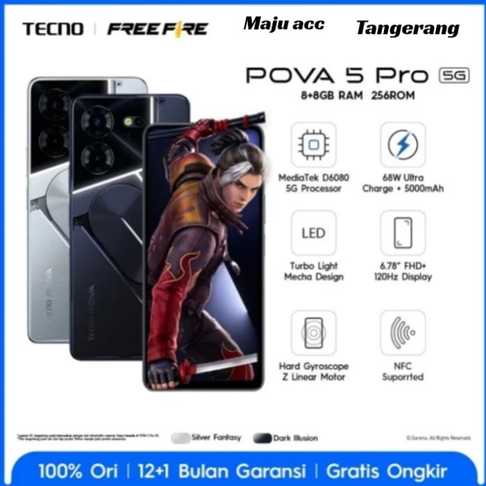 Gambar TECNO POVA 5 PRO 5G NFC # RAM 8GB /256GB GERANSI RESMI - Silver dari Maju Accesoriass undefined Tokopedia