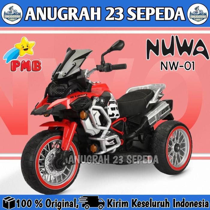 Gambar MOTORAN AKI ANAK PMB NU WA NW-01 MOTOR AKI BAN KARET 12V/10 AH - Merah dari Anugrah 23 sepeda undefined Tokopedia