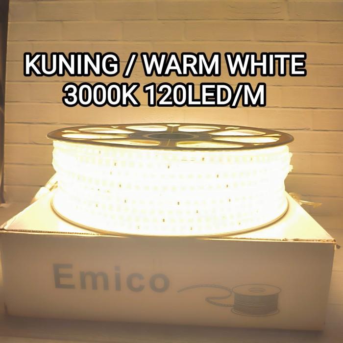 Gambar HARGA / 1 METER EMICO LED STRIP LIGHT 2835 120LED/METER IP66 220V - KUNING WW 3000K dari PDFelektrik undefined Tokopedia