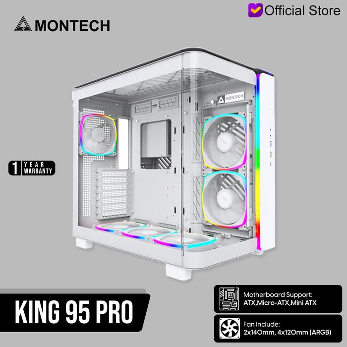 Gambar MONTECH KING 95 PRO MID Tower ATX PC Case - White dari Gamer's Outpost undefined Tokopedia