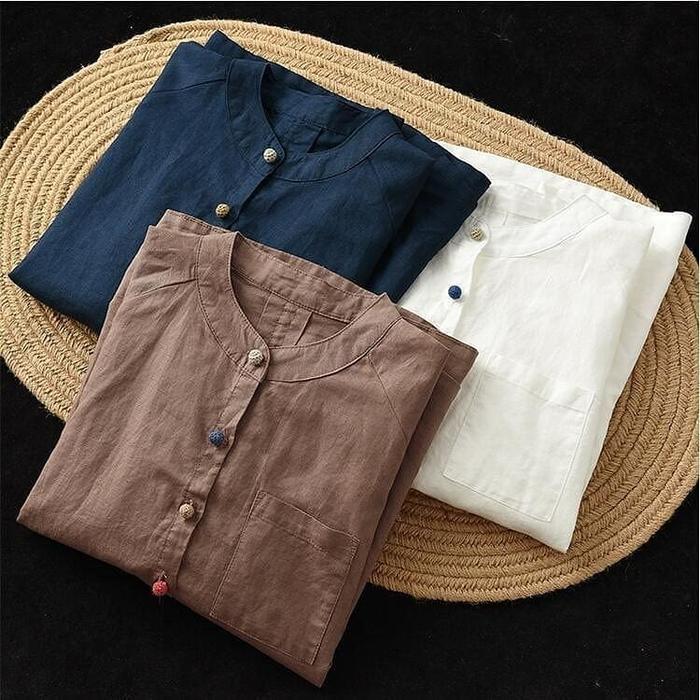 Gambar Blouse korea wanita lengan panjang fashion musim atasan polos - NAVY dari toko26 fashion undefined Tokopedia