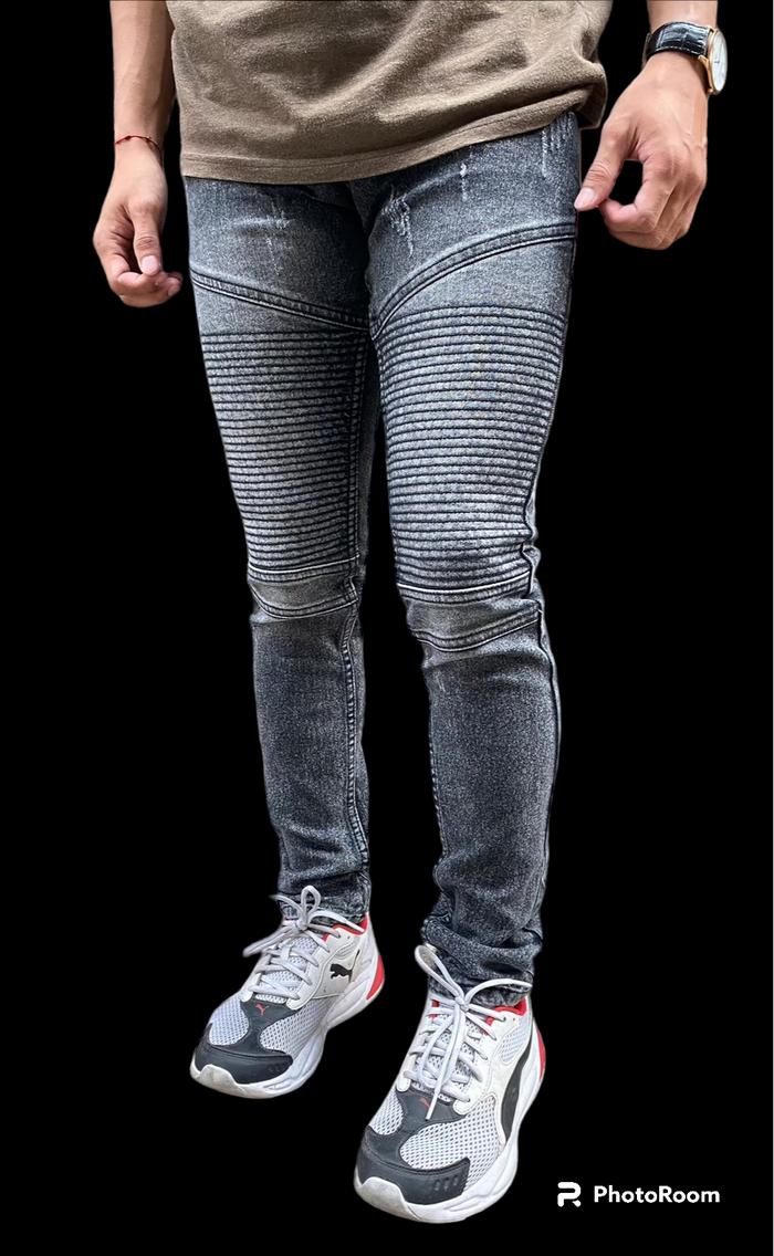 Gambar Celana Jeans Pria Panjang Skinny Bikers Long Pants Gray Sandwash JUMBO - Abu-abu, 27 dari Blue Denim Apparel undefined Tokopedia