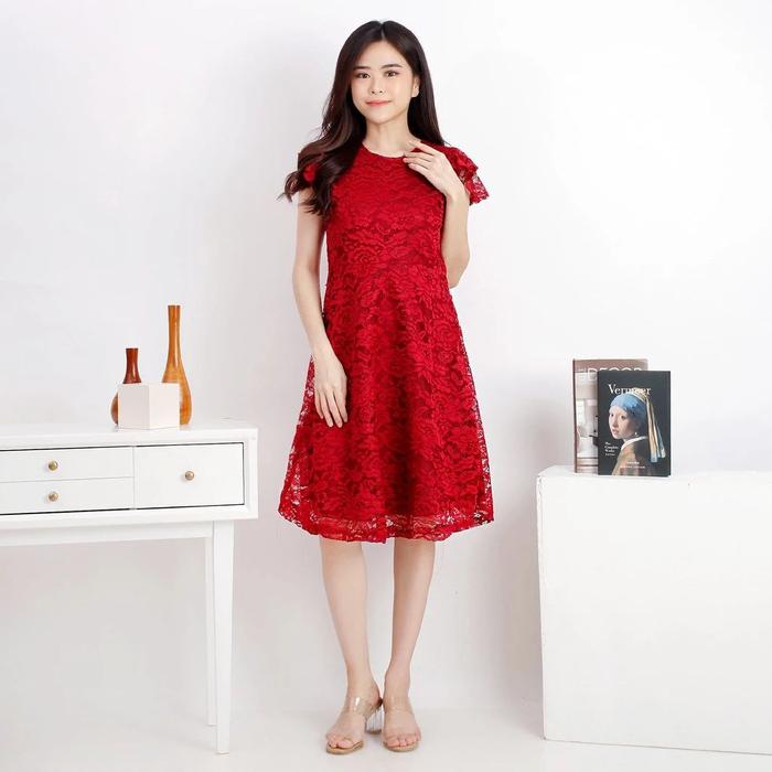 Gambar DRESS NATAL DEWASA & ANAK REMAJA YERI SIZE L (12-17THN) - XL DRESS CNY - RED, L dari Man n Kids Collection undefined 4 Tokopedia