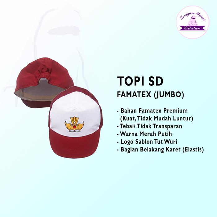 Gambar Topi SD Merah / Merah Putih (Standar/Jumbo) - Atribut Seragam Sekolah - Premium Jumbo dari Seragam Ummi Collection undefined Tokopedia