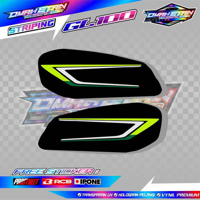 Gambar STRIPING VARIASI HONDA GL 100 / STICKER LIST VARIASI GL 100 - Hijau Stabilo, HOLOGRAM dari Lumintu Stickers Design undefined Tokopedia